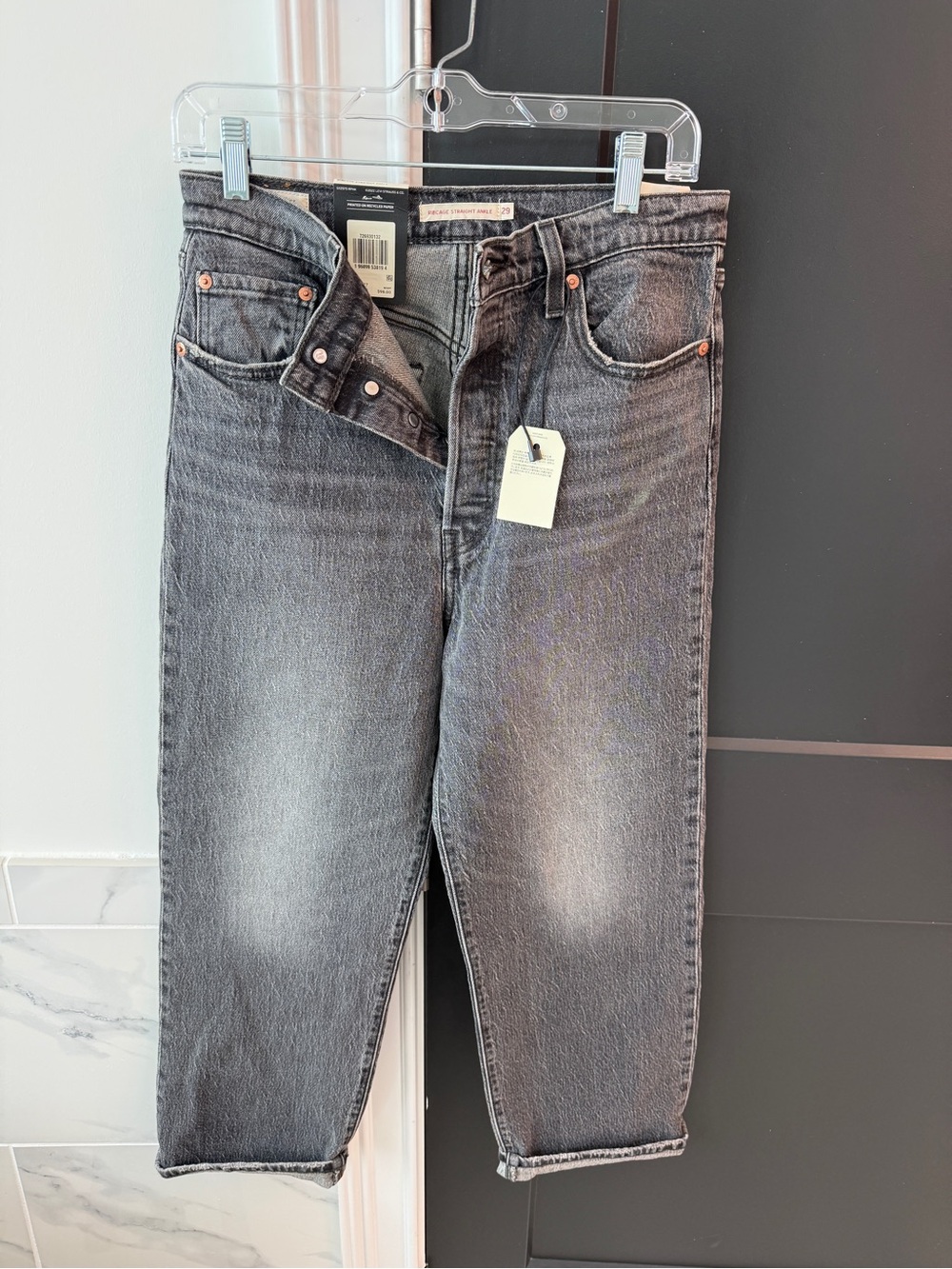 Levi's Women's Washed Charcoal Straight Leg Jeans